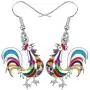 WEVENI Enamel Alloy Chicken Rooster Earrings Dangle Drop Farm Jewelry For Women Girls Ladies Gift WEVENI Enamel Alloy Chicken Rooster Earrings Dangle Drop Farm Jewelry For Women Girls Ladies Gift