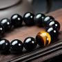 Rustenhof Black Obsidian Bracelet Natural Stone Tiger Eye Bracelets with a Unique Match 10MM or 12MM Beads Good Gift for Men and Women