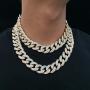 GOLD IDEA JEWELRY 18mm luxury Iced Out Cubic Zirconia 14k/18k/White Gold/Rose gold Miami Cuban Link Chain for Men Necklace or Bracelet