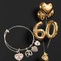Infinity Collection 60th Birthday Charm Bangle Bracelet, Rose Gold Fabulous and Sixty Birthday Gift for Women