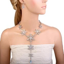 EVER FAITH Tear Drop Snowflake Necklace Earrings Set Austrian Crystal