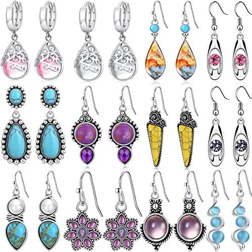 12 Pair Crystal Drop Dangle Earrings for Women Girls Fashion Jewelry Cubic Zirconia Teardrop Earrings Set Birthday Christmas Gifts 12 Pair Crystal Drop Dangle Earrings for Women Girls Fashion Jewelry Cubic Zirconia Teardrop Earrings Set Birthday Christmas Gifts