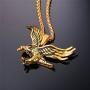 U7 Men Stainless Steel/18K Gold Plated Chain Cool King of The Sky Hawk Eagle Pendant Necklace