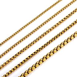 MEMGIFT 18K Real Gold Plated Box Chain Necklaces for Women Men Teen Boys Girls Stainless Steel Long 16-28 Inches Width 2.5-5MM Box Link Simple Jewelry Gifts for Mom Dad Best Friend Sister Wife