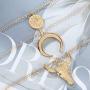Jeweky Boho Layered Necklace Gold Horns Long Necklaces Pendant Chain Choker Jewelry for Women and Girls