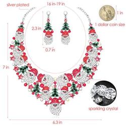 Luxury Rhinestone Statement Bib Necklace Earrings Sets Santa Claus Christmas Elements Party Costume Jewelry Gifts for Women