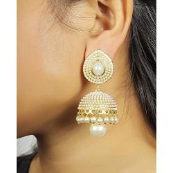 Royal Bling Golden Pearl Minakari Jhumki/Jhumka Earrings