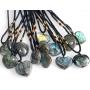 YGLINE Labradorite Healing Crystal Pendants,Natural Crystal Quartz Necklace 6 Faceted Chakra Crystal Wand Stone