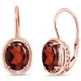 Gem Stone King 3.60 Ct Oval Red Garnet 18K Rose Gold Plated Silver Dangle Earrings