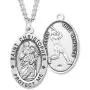 Heartland Mens Sterling Silver Oval Saint Christopher Baseball Medal + USA Made + Chain Choice