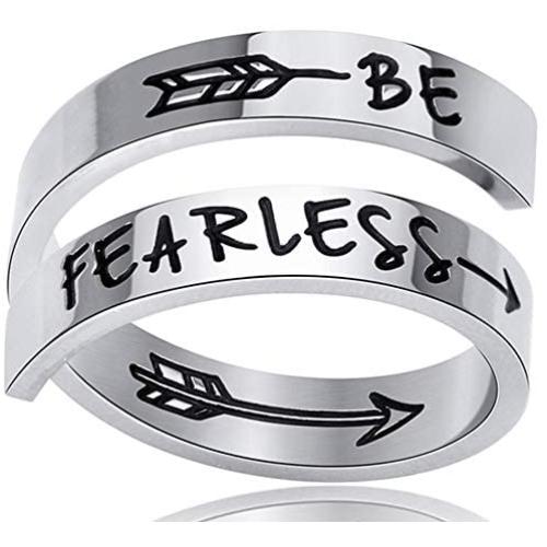 Stainless Steel Inspirational Mantra Statement Graduation Cocktail Party Ring (Be Fearless)