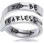 Stainless Steel Inspirational Mantra Statement Graduation Cocktail Party Ring (Be Fearless)