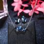 Sllaiss S925 Sterling Silver Butterfly Jewelry Crystals from Austria Light Blue Butterfly Crystal Necklace Earring Set for Women, Lover Anniversary Mothers Day Gift with Box