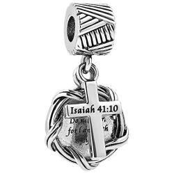 CharmSStory Religious Cross Bible Christian Heart Charm Bead for European Bracelets