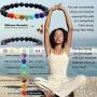 WAINIS 2-14 Pcs Men Women 8mm Lava Rock 7 Chakra Aromatherapy Essential Oil Diffuser Bracelet Elastic Natural Stone Yoga Beads Bracelet