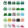 25 Pairs St Patricks Day Easter Faux Leather Earrings Set Teardrop Clover Green Hat Easter Egg Dangle Earrings for Women Girls