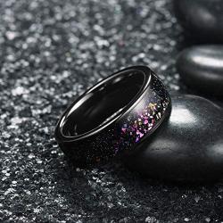 King Will Mens 8mm Rose Gold Plated Tungsten Carbide Wedding Ring Colorful Fragments Inlay Domed Style