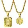 Sodio 24K Gold Initial Necklaces for Men 2 pcs Set - Gold Coin Necklace with Initial from A to Z- Men and Women Pendant Initial Necklaces Jewelry
