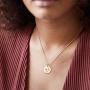 OSIANA Birth Month Flower Necklace for Women 18K Plated Gold Dainty Disk Disc Coin Pendant Minimalist Floral Necklace Classic Birth Flower Necklace Delicate Personalized Gift for Her