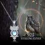 Owl Gifts for Women Girls 925 Sterling Silver Owl Necklace Moonstone Pendant Necklace Owl Jewelry Gift for Owl Lovers Women