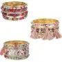ORAZIO 24-26 Pcs Bangle Stackable Bracelet Set for Women Layering Statement Bead Wrap Bangle Bohemian Indian Colorful Bracelet Fashion Jewelry
