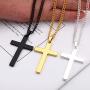 3Pcs Stainless Steel Cross Pendant Necklace Set Adjustable Chain Silver Gold Black for Men Women Unisex Punk Rosary Religious Jewelry