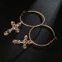 Hithop Cross Dangle Hoop Earrings - Cross with Hoop Charm Tassel Dangle Earrings (A Gold)