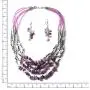 Shop LC Handmade Coastal Drop Earrings Chips Beaded Statement Necklace Purple Glass Silvertone Prom Vintage Jewelry Sets for Women
