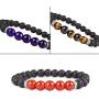 7 Chakra Bracelets Lava Stone Diffuser Bracelet Aromatherapy Essential Oil Bracelet Anxiety Calming Bracelet Meditation Beaded Stretchy Bracelets for Men Women Teens Kids YISSION