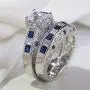 wedding ring set Two Rings His Hers Couples Matching Rings Womens 2pc White Gold Filled Blue CZ Wedding Engagement Ring Bridal Sets Mens Titanium Wedding Band wedding ring set Two Rings His Hers Couples Matching Rings Womens 2pc White Gold Filled Blue CZ Wedding Engagement Ring Bridal Sets Mens Titanium Wedding Band