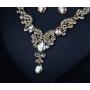 Hamer Prom Costume Jewelry for Women Crystal Choker Pendant Statement Chain Charm Necklace and Earrings Wedding Jewelry Sets for Brides