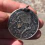 ApinJe Vintage Skull Pendant Coin Necklace Steampunk Jewelry for Men Stainless Steel Chain 27.5 Inches