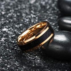 King Will Mens 8mm Tungsten Carbide Wedding Ring Rose Gold Plated Imitation Sandstone Sticker Inlay