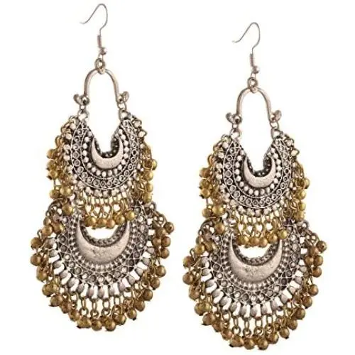 Zephyrr Fashion Turkish Style Beaded Chandbali Earrings Statement Jewelry for Women (JAE-970) Zephyrr Fashion Turkish Style Beaded Chandbali Earrings Statement Jewelry for Women (JAE-970)