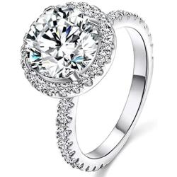 JIANGYUE Classic Bridal Sets Band Ring for Women, 3 Ct 8 Heart 8 Arrow White AAA Cubic Zirconia Rose Gold Big Main Stone Cocktail Engagement Wedding Rings Size 5 6 7 8 9 10