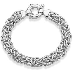 MiaBella 925 Sterling Silver 11mm Textured and Polished Wide Byzantine Link Chain Bracelet for Women, 7, 8 Inch Handmade in Italy