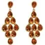 Goldtone Pear Cut Simulated Birthstone Chandelier Drop Earrings (57x25mm)