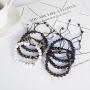 FUNRUN JEWELRY 6PCS Bead Bracelets for Men Women Natural Stone Mala Bracelet