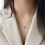 Dtja Tiny Moon Necklace for Women Teen Girls S925 Sterling Silver Minimalist Simple Mini Full Moon Karma Open Circle Orbit Necklace Polished Cute Pendant Choker Necklace Adjustable Chain Jewelry Gift
