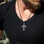 Viking Rune Tiwaz Teiwaz Tyr Necklace - 925 Sterling Silver - Pendant with Celtic Knot and Raven Heads - Norse Mythology Amulet Talisman- Nordic Scandinavian Runic Jewelry for Men Women - Handmade