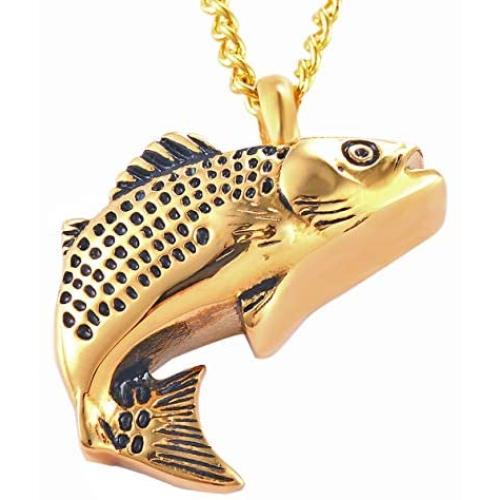 Luck Fish Urn Necklaces for Ashes for Girls Memorial Charms Pendant Stainless Steel Keepsake Cremation Jewelry Free 20 Inch Chain+Fill Kit