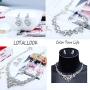 LOYALLOOK Silver-Tone Crystal Heart Bridal Bridesmaid Rhinestone Necklace Set Bracelet Dangle Earrings Wedding Prom Jewelry Sets