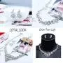 LOYALLOOK Silver-Tone Crystal Heart Bridal Bridesmaid Rhinestone Necklace Set Bracelet Dangle Earrings Wedding Prom Jewelry Sets