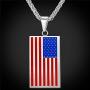 American Flag Dog Tag Necklace with Chain 22'' Stainless Steel Cool US National Flag Tag Pendant for Boys Men, Independance Day 4th of July Gift