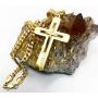 Hollywood Jewelry Cross Faith Pendant Chain Necklace 18k Real Gold Plated Religious Crucifix Cuban Link for Women and Men Thin for Charms Love Diamonds Cut