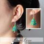 RareLove Green Christmas Tree with Star Red Rhinestone Pierced Dangle Earrings CZ Crystal Silver Plated Alloy Holiday For Women Girls