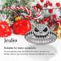Jeulia Jack Skellington Rings Women Nightmare Before Christmas Skull Rings 925 Sterling Silver Halloween Jewelry Romantic Jewelry Gifts for Her Teen Girls CZ Solitare Engagement Rings Anniversary