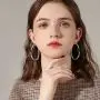 Hammered Hoop Earrings for Women, Lightweight Thin Hoop Earrings Big Large Oval Oblong Ear Rings, Silver Hammered Hoop Earrings for Women, Lightweight Thin Hoop Earrings Big Large Oval Oblong Ear Rings, Silver