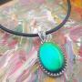 Magic Color Change Mood Stone in Antique Sterling Silver Finish Classic Oval Pendant Leather Necklace Mood Necklace