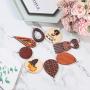 8 Pairs Ethnic Wood Dangle Earrings African Wooden Dangle Round Teardrop Earrings for Women
